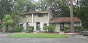 A typical building with two "flats" and two townhouses.